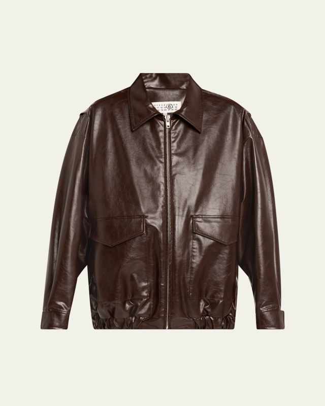 Oversized Vegan Leather Sports Jacket